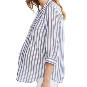 NWT Maternity blouse, white and blue striped. Size S